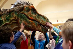 French Holiday Club Children Meet Dinosaur